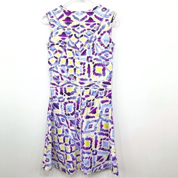 Title Nine White Purple Abstract Sleeveless A-Line Athletic Athleisure Dress - Picture 7 of 14